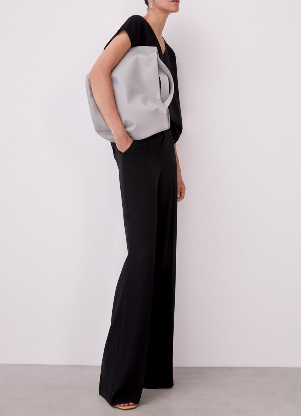 Black Cape Sleeve Shirt With Volume
