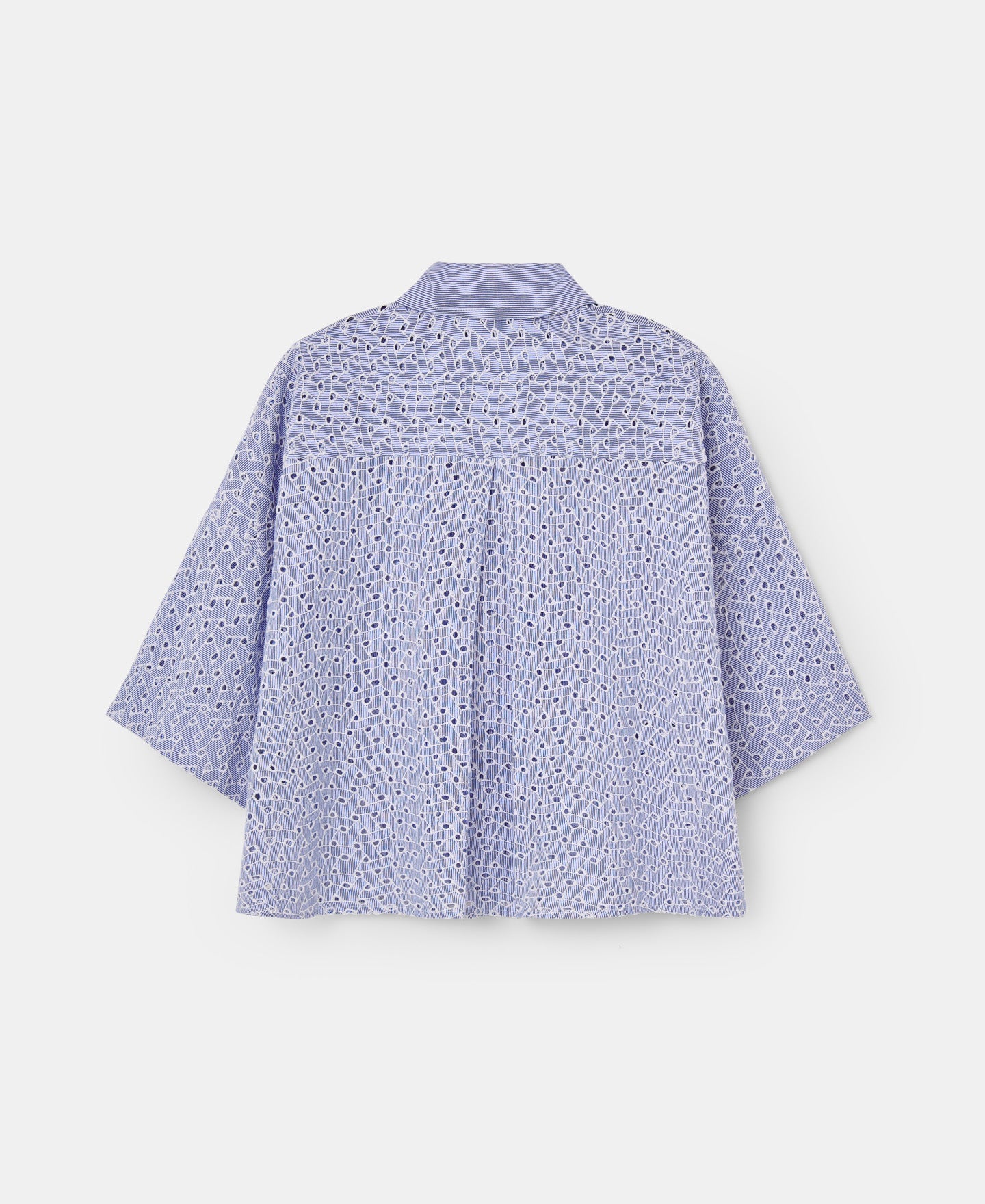 Blue Cotton Embroidered Shirt