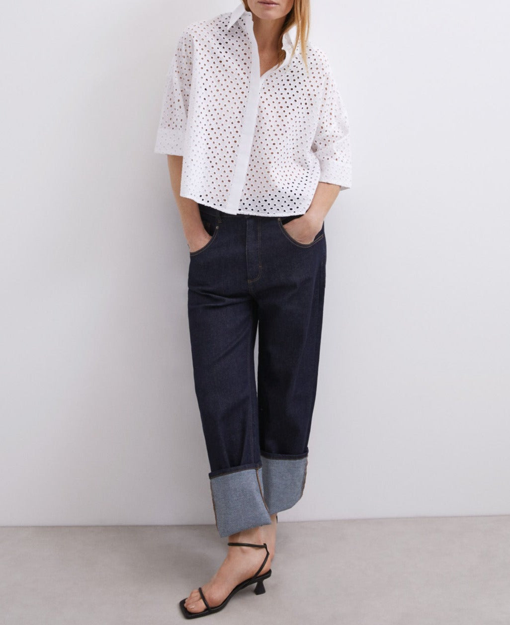 White Cotton Die-Cut Shirt