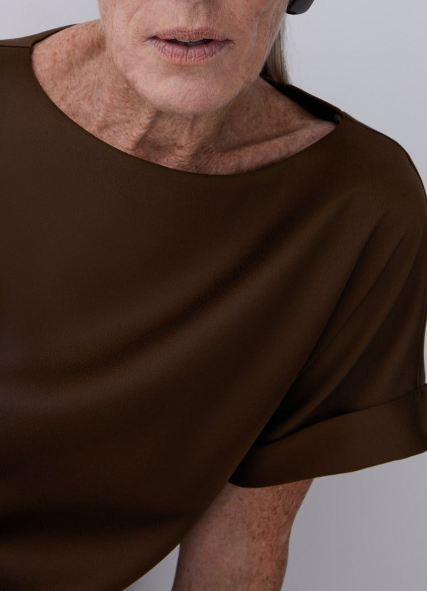 Green Blouse With Short Drop Sleeve