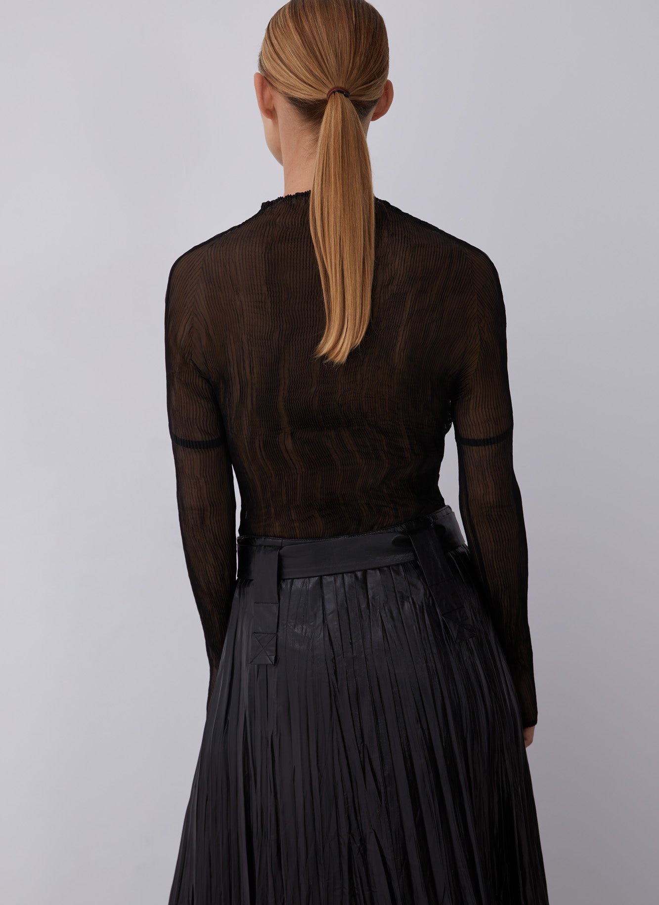 Black Mesh Top With High Neck