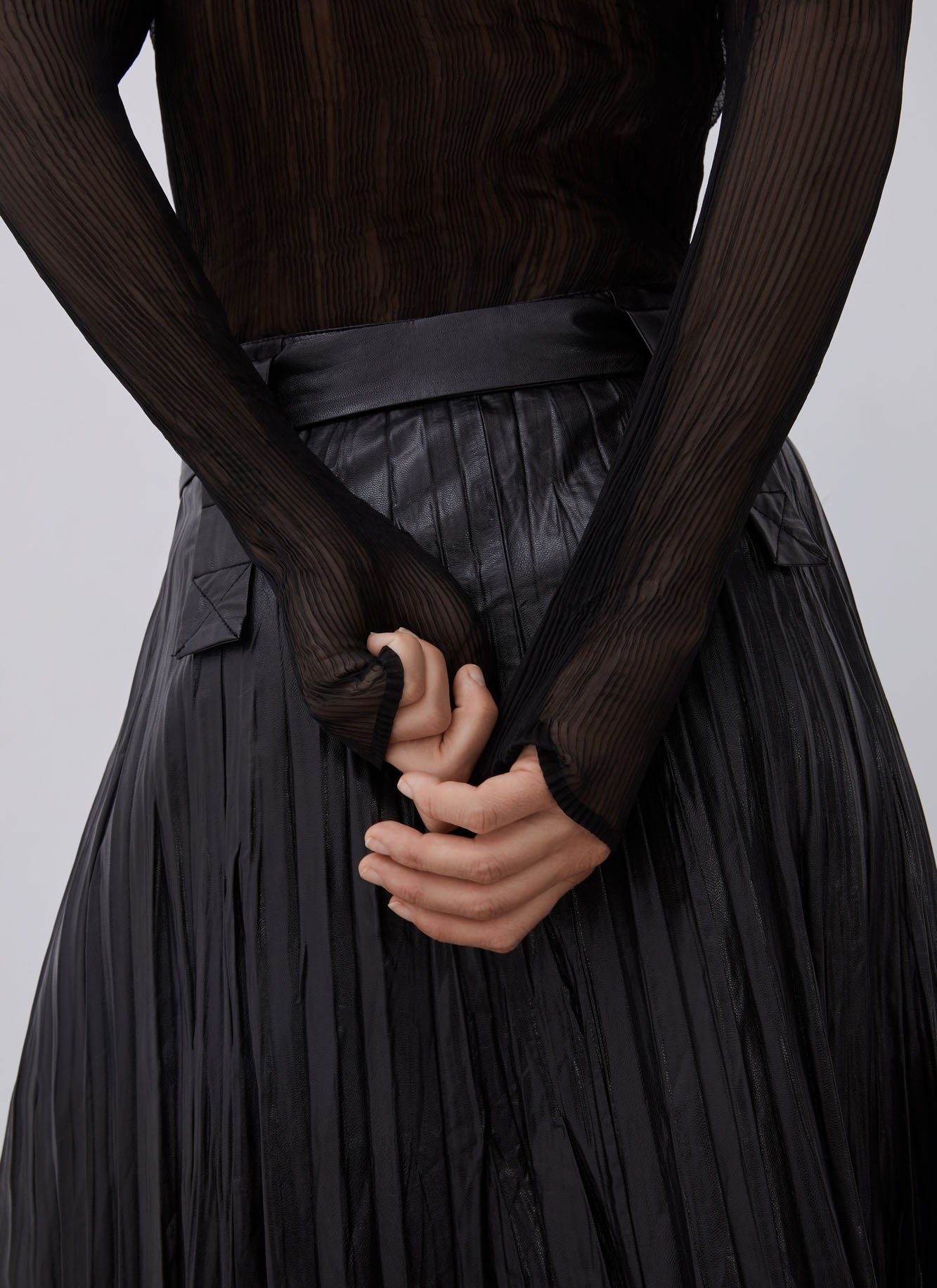 Black Mesh Top With High Neck