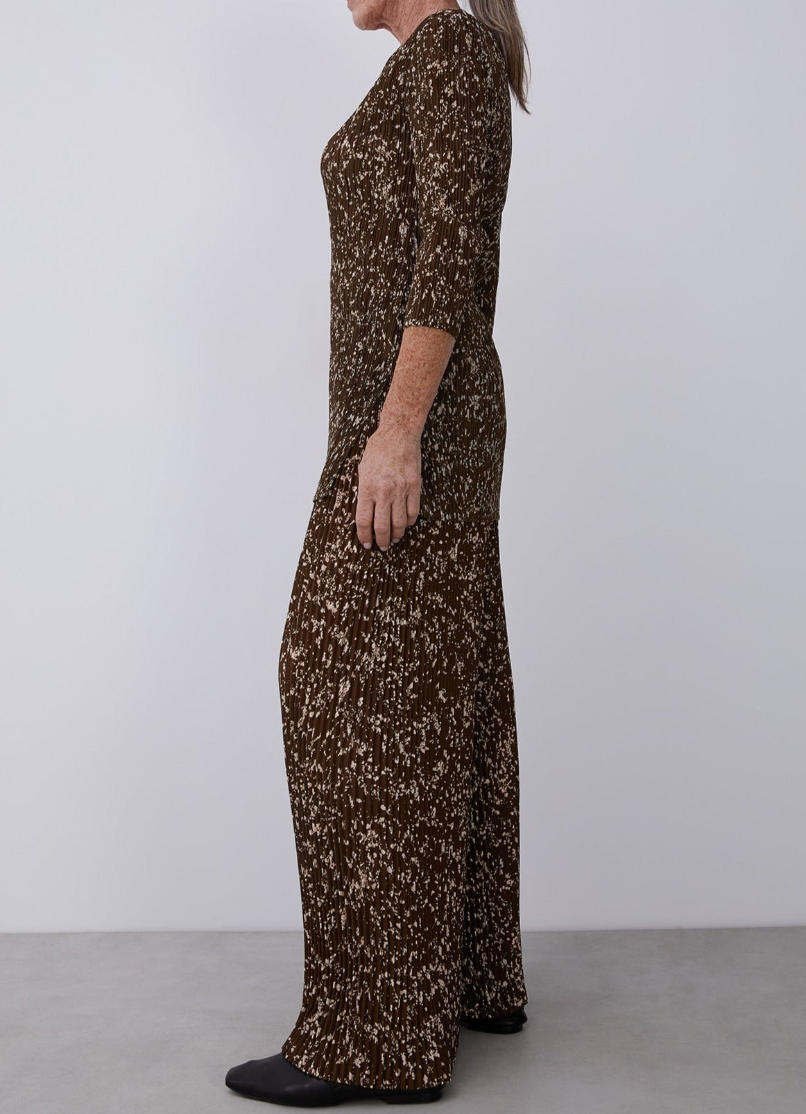 Multicolor Long Printed Crinkle Top