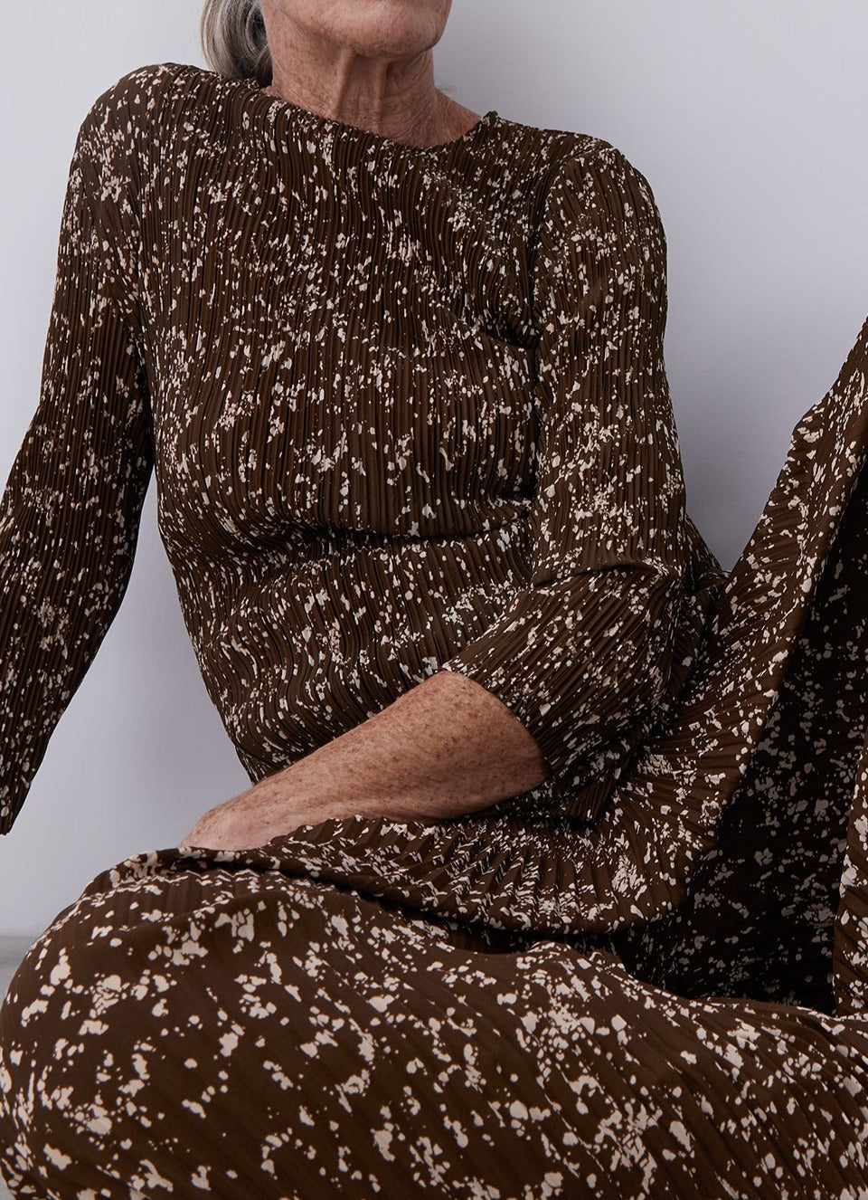 Multicolor Long Printed Crinkle Top