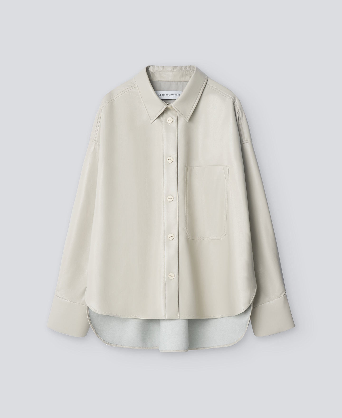 Taupe Leather Non Leather Overshirt