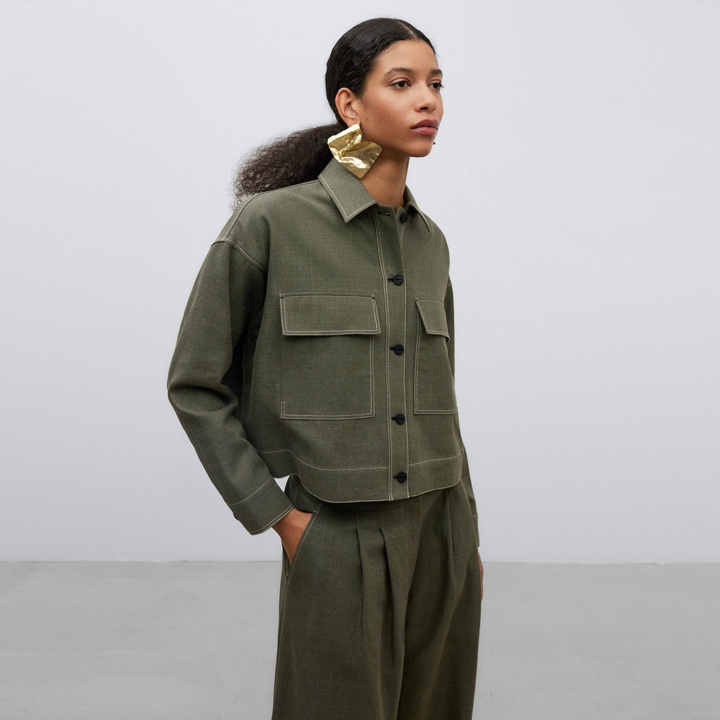 Green/Grey Short Overshirt