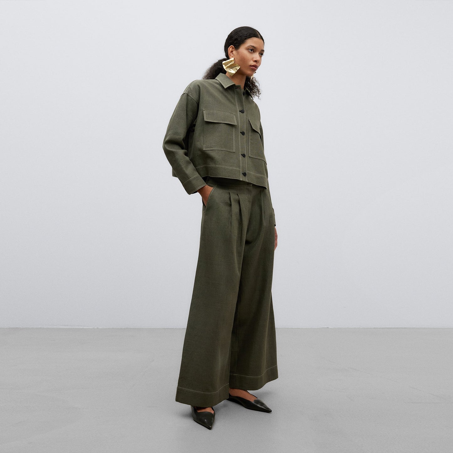 Green/Grey Short Overshirt