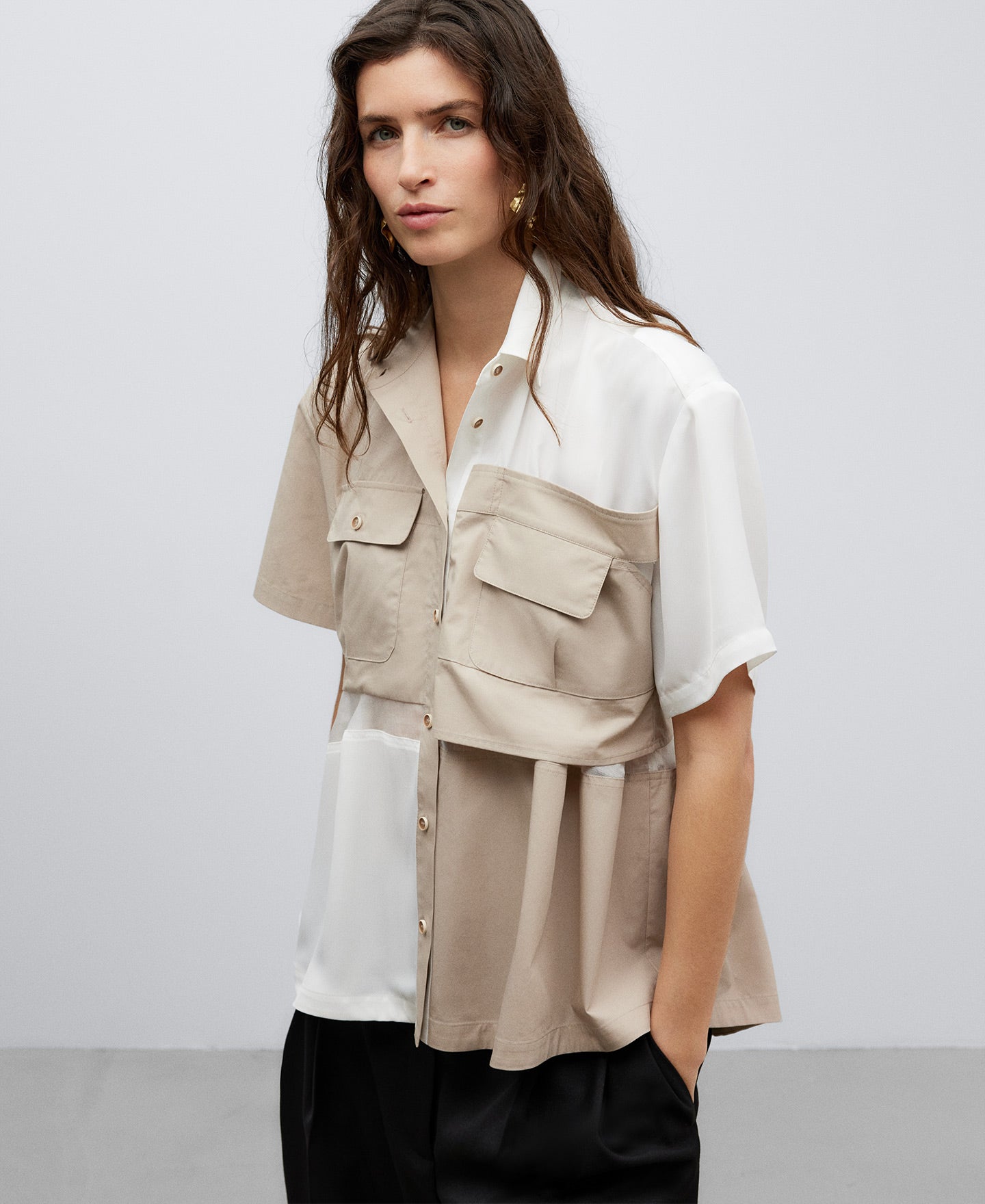 Unstructured Cotton Shirt for Women in Sand