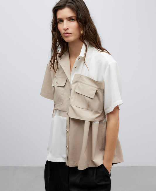 Unstructured Cotton Shirt for Women in Sand