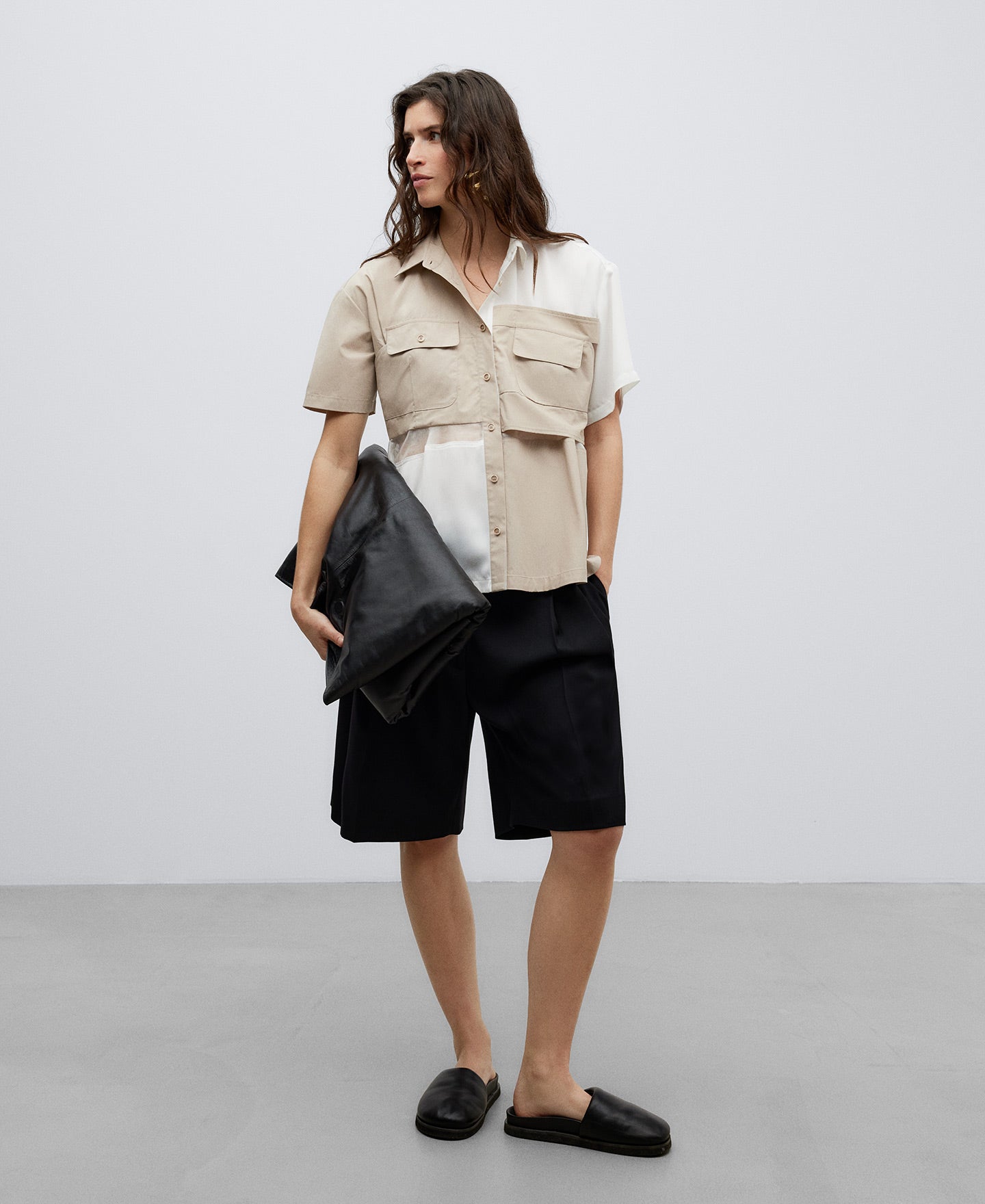 Unstructured Cotton Shirt for Women in Sand