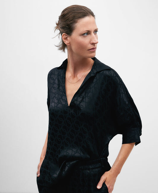 Black Monogram Print Shirt