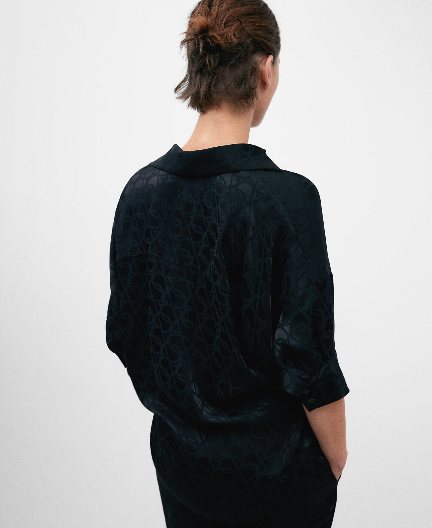 Black Monogram Print Shirt