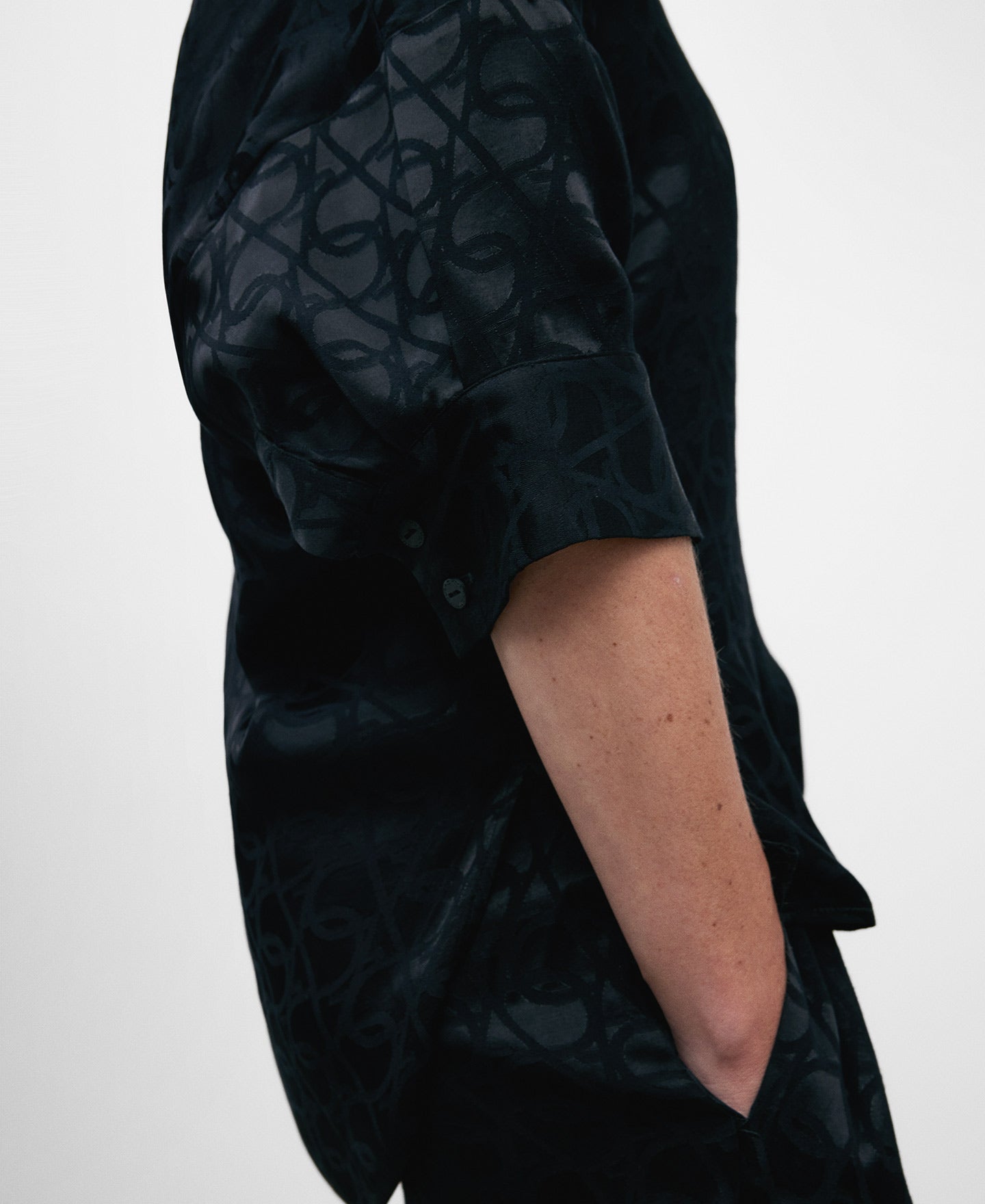 Black Monogram Print Shirt
