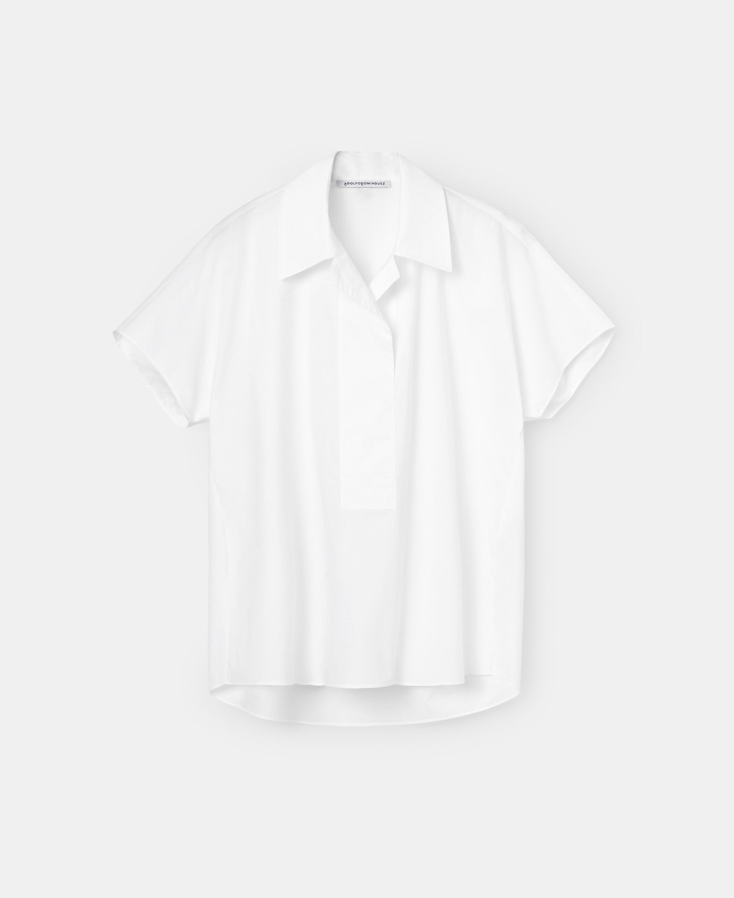 White Cotton Lapel Collar Shirt