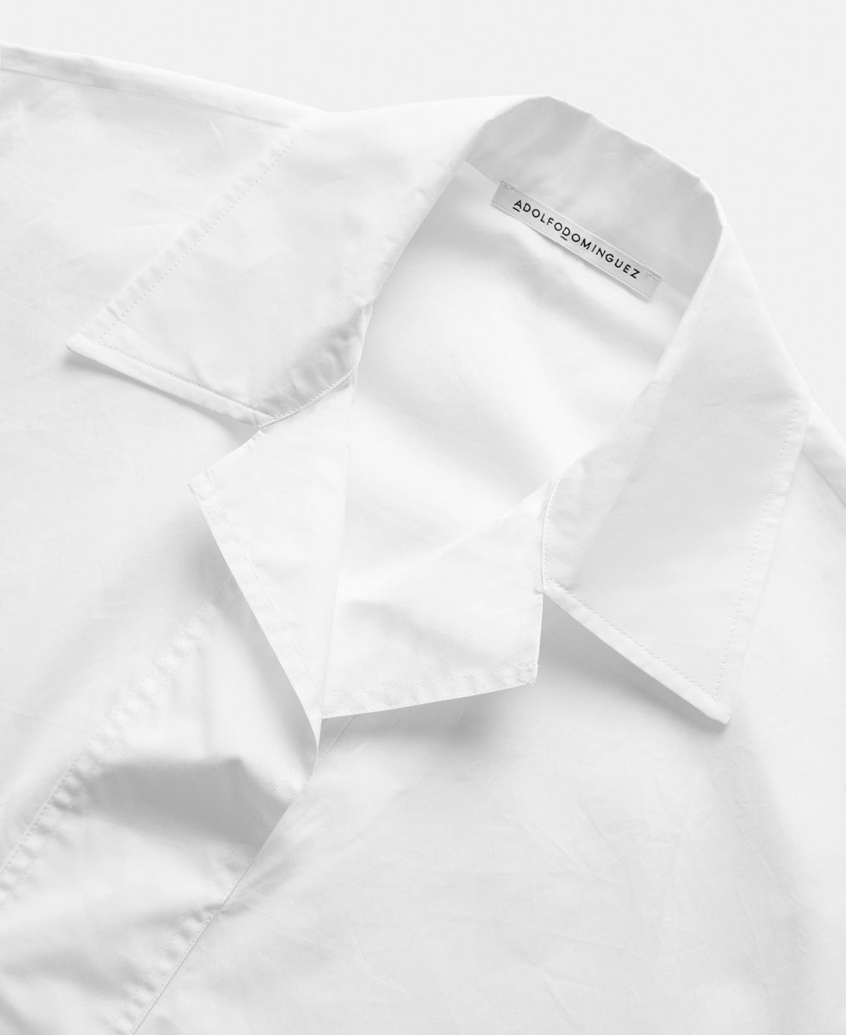 White Cotton Lapel Collar Shirt