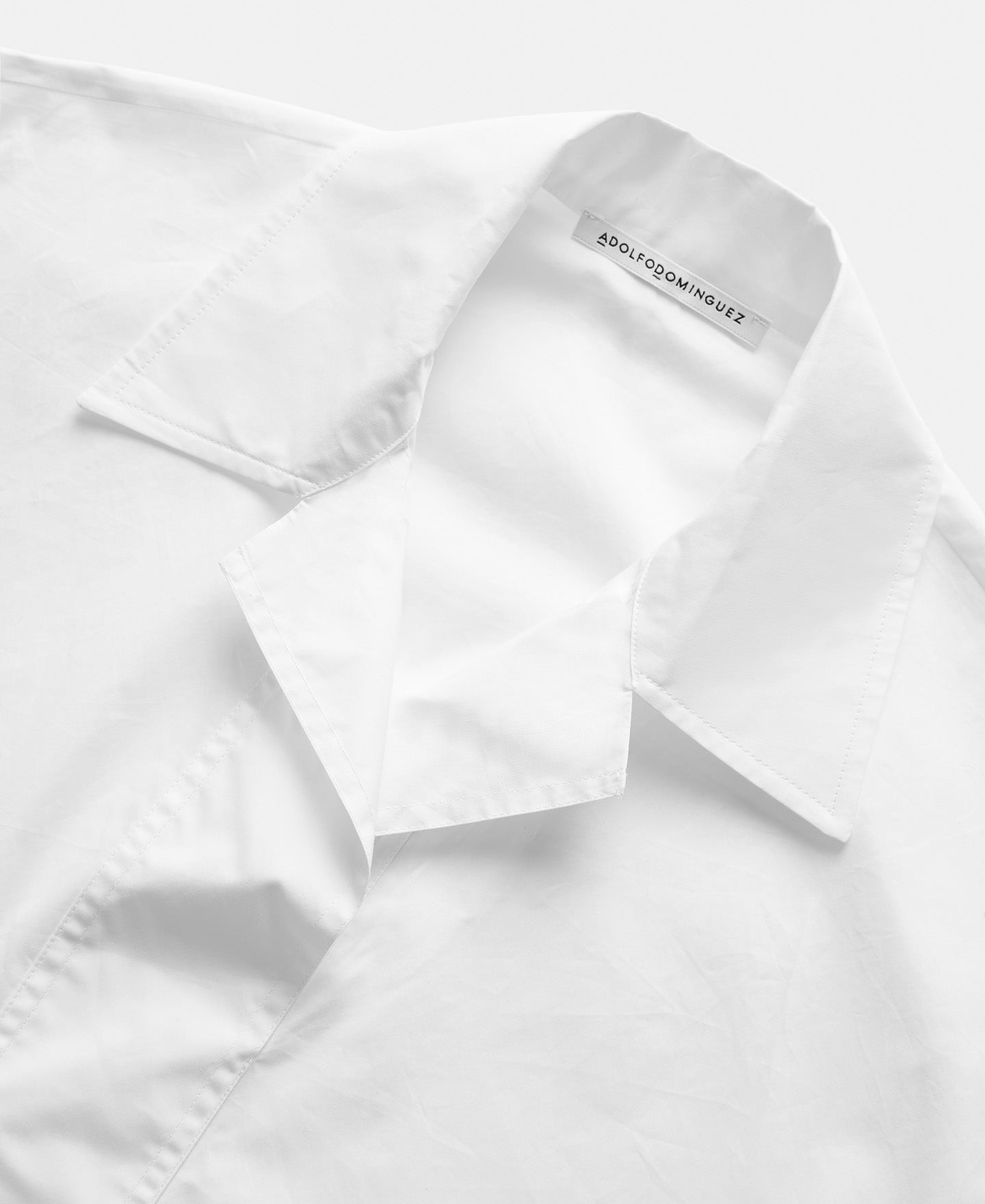 White Cotton Lapel Collar Shirt