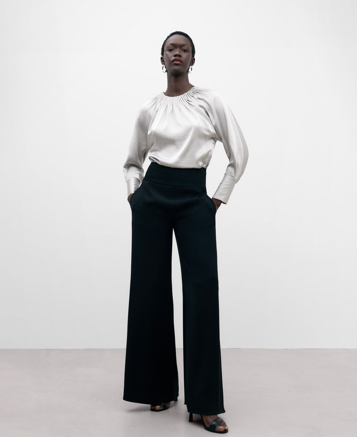 White Ruffled Collar Blouse For Women