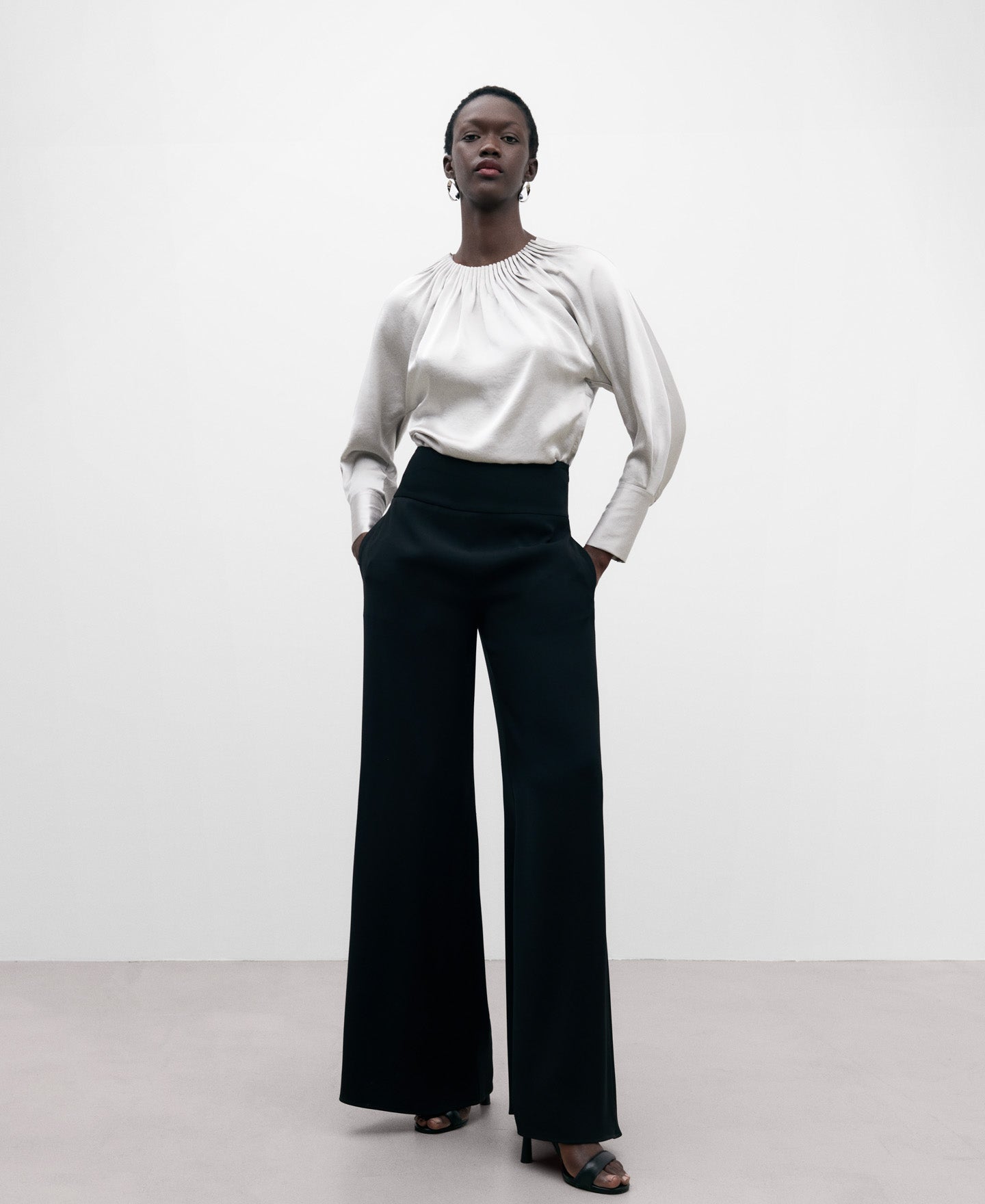 White Ruffled Collar Blouse For Women