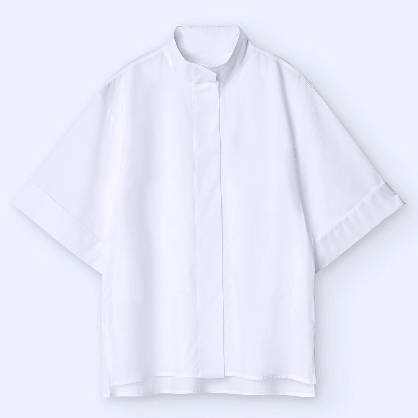 White Mandarin Collar Shirt