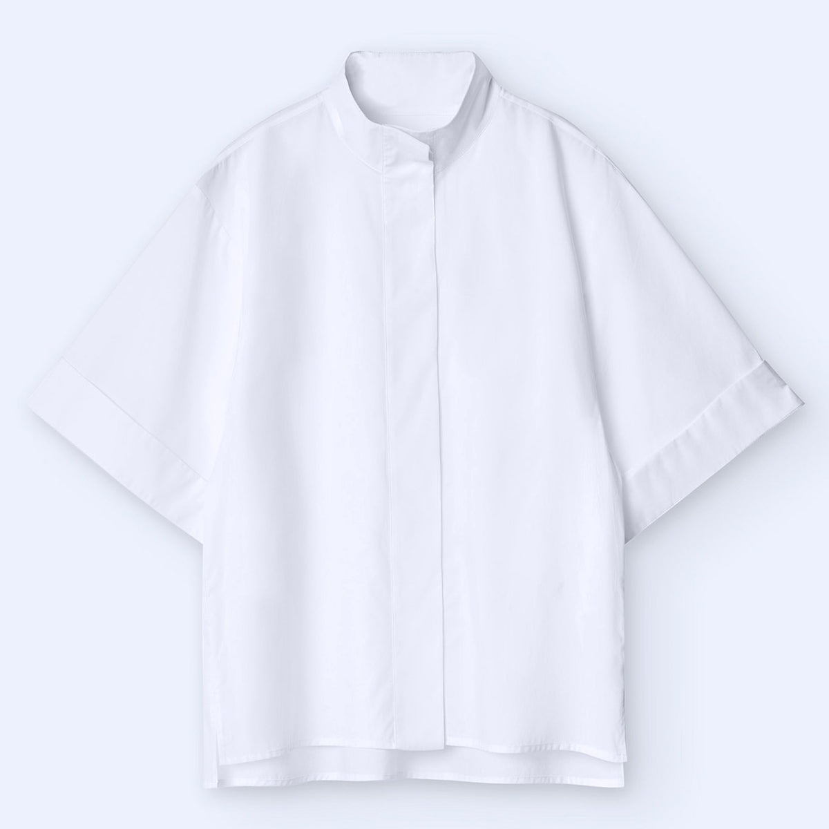 White Mandarin Collar Shirt