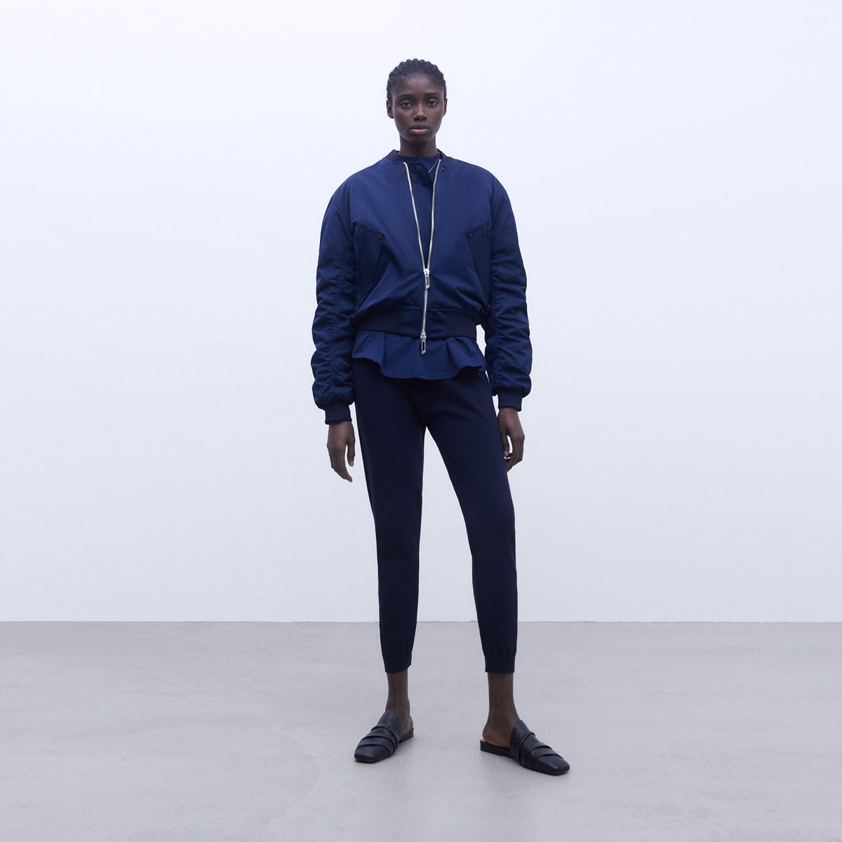 Navy Padded Bomber Jacket