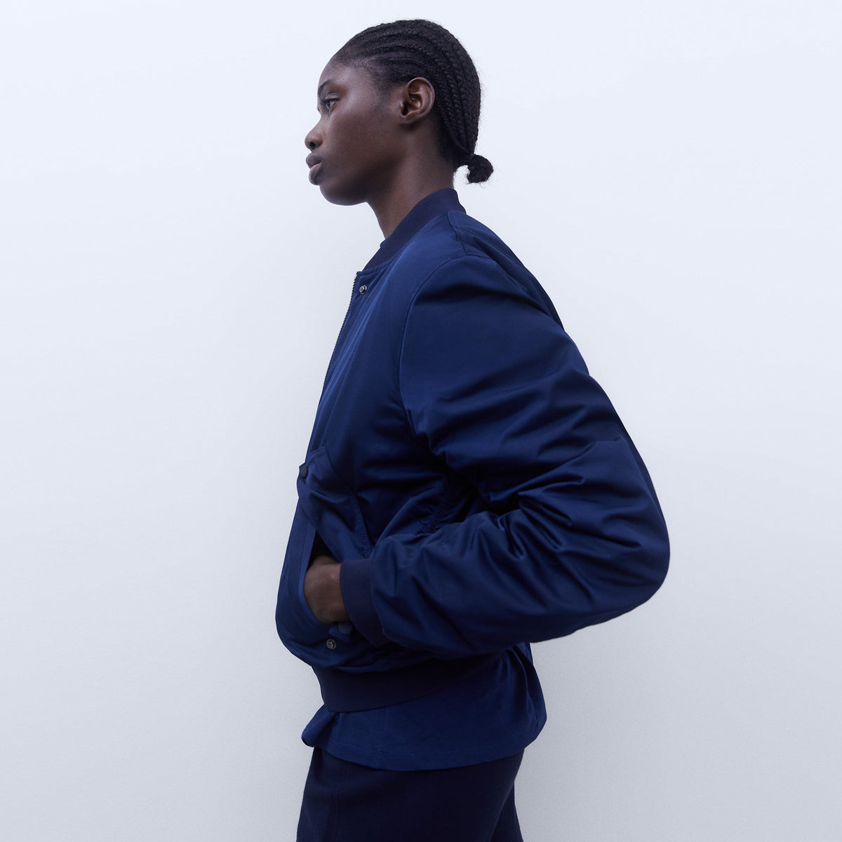 Navy Padded Bomber Jacket