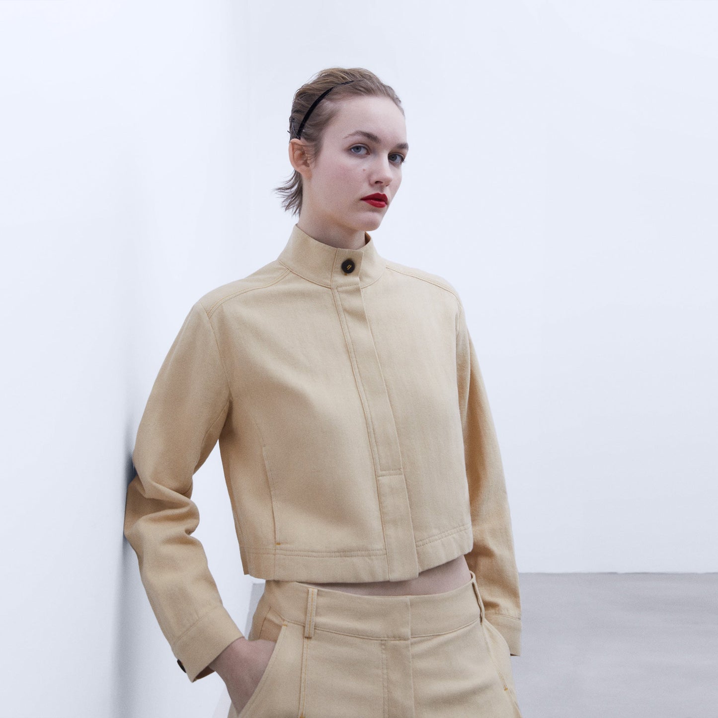 Yellow Cotton Linen Short Jacket