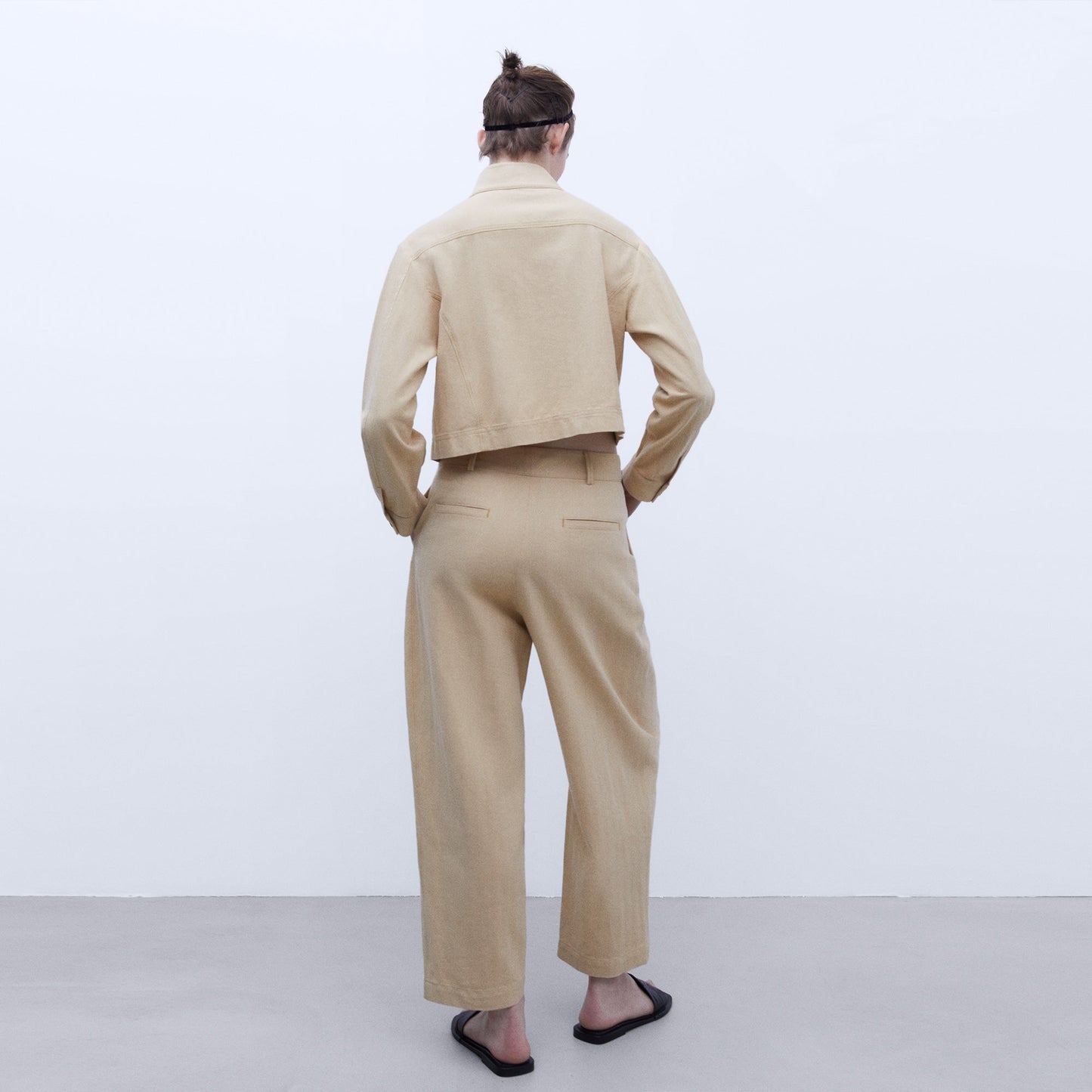 Yellow Cotton Linen Short Jacket