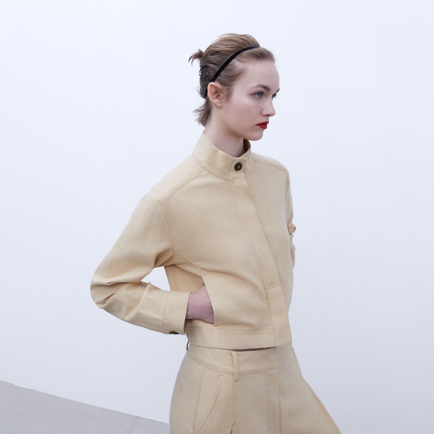 Yellow Cotton Linen Short Jacket