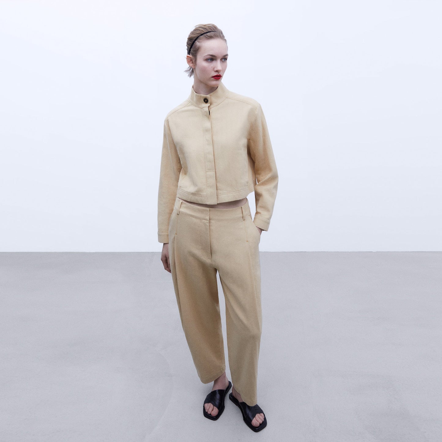 Yellow Cotton Linen Short Jacket