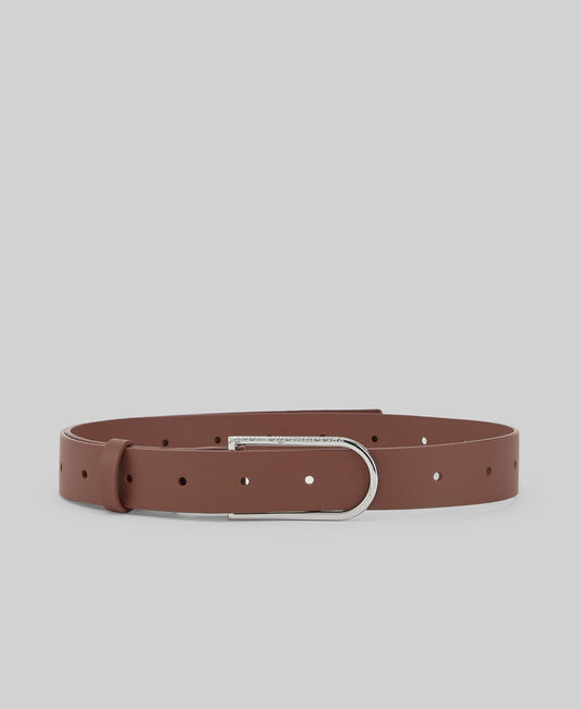 Brown responsible leather belt woman in buff colour