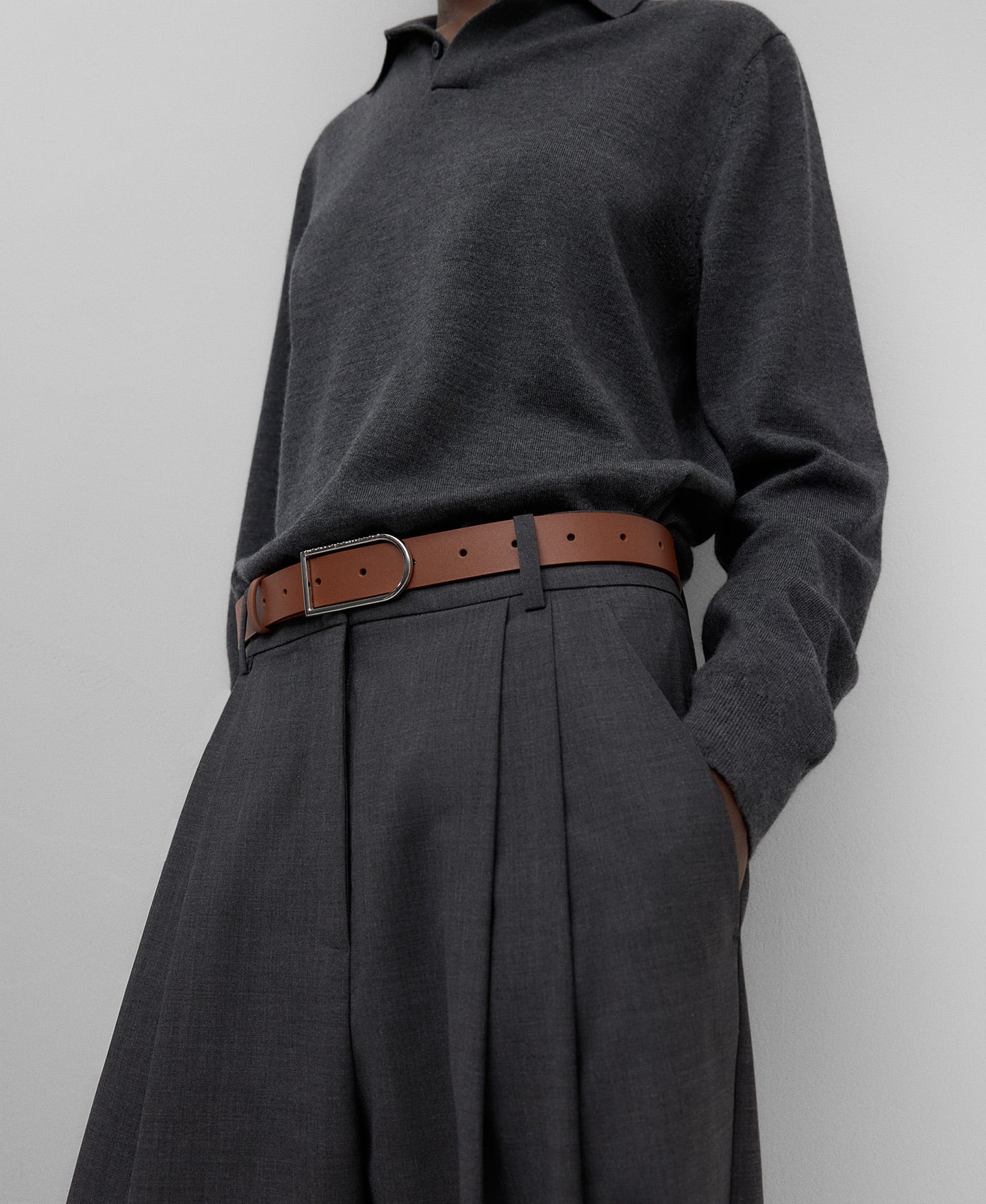 Brown responsible leather belt woman in buff colour