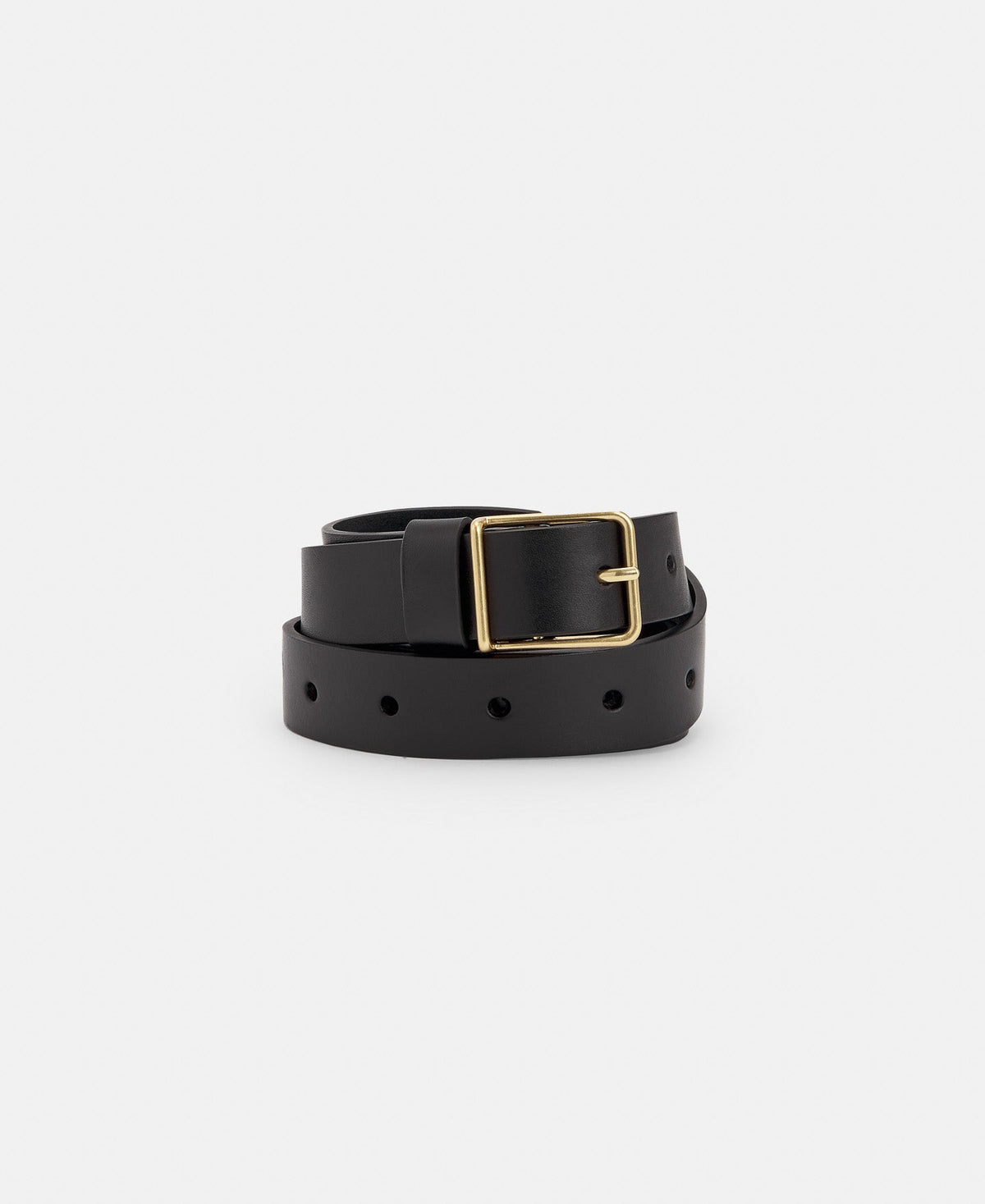 Black Metal Buckle Belt In Leather