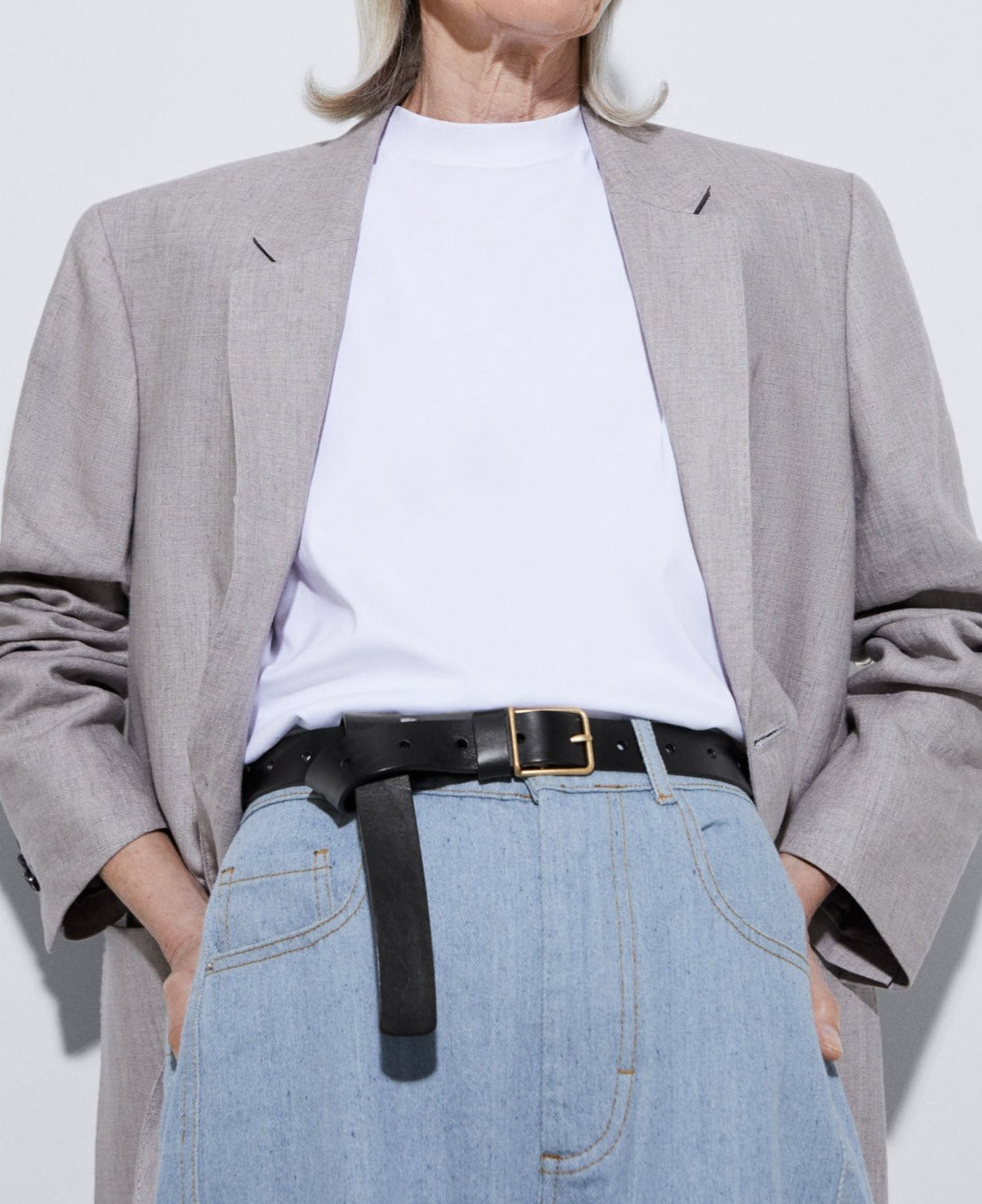 Black Metal Buckle Belt In Leather