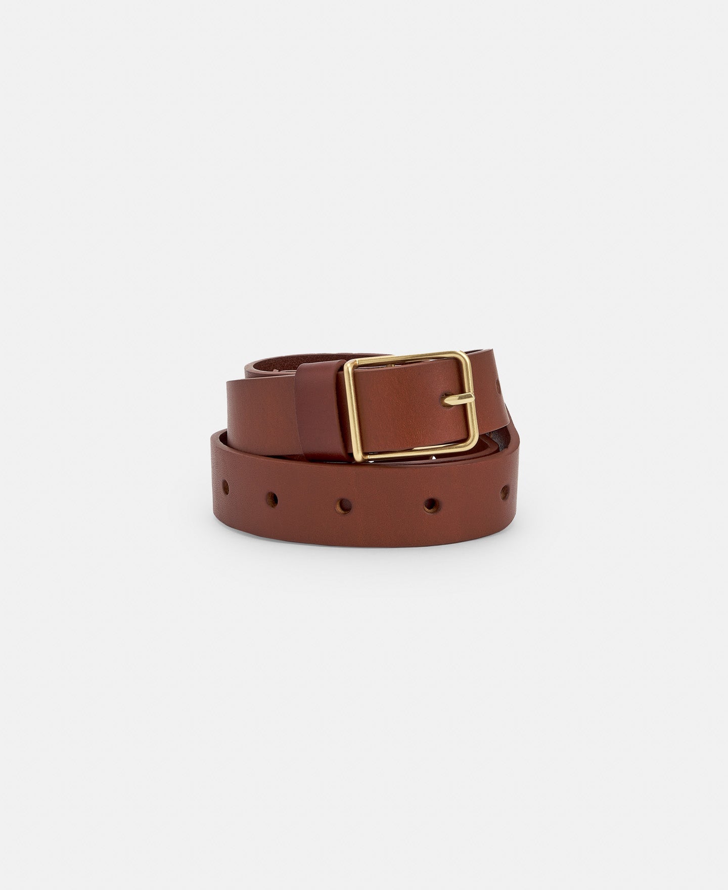 Camel Metal Buckle Belt In Leather