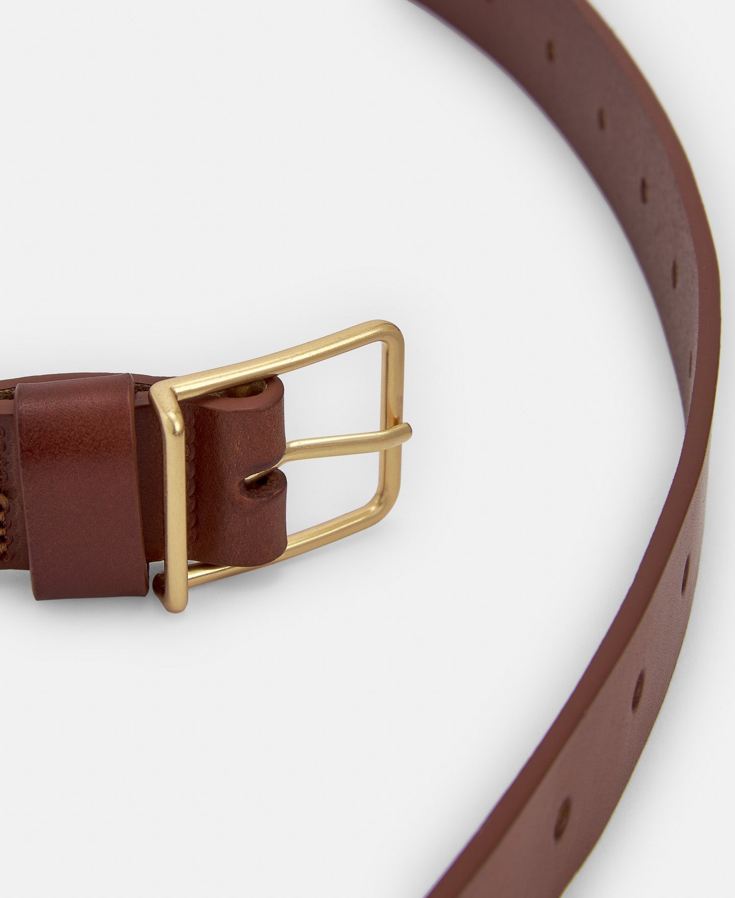 Camel Metal Buckle Belt In Leather