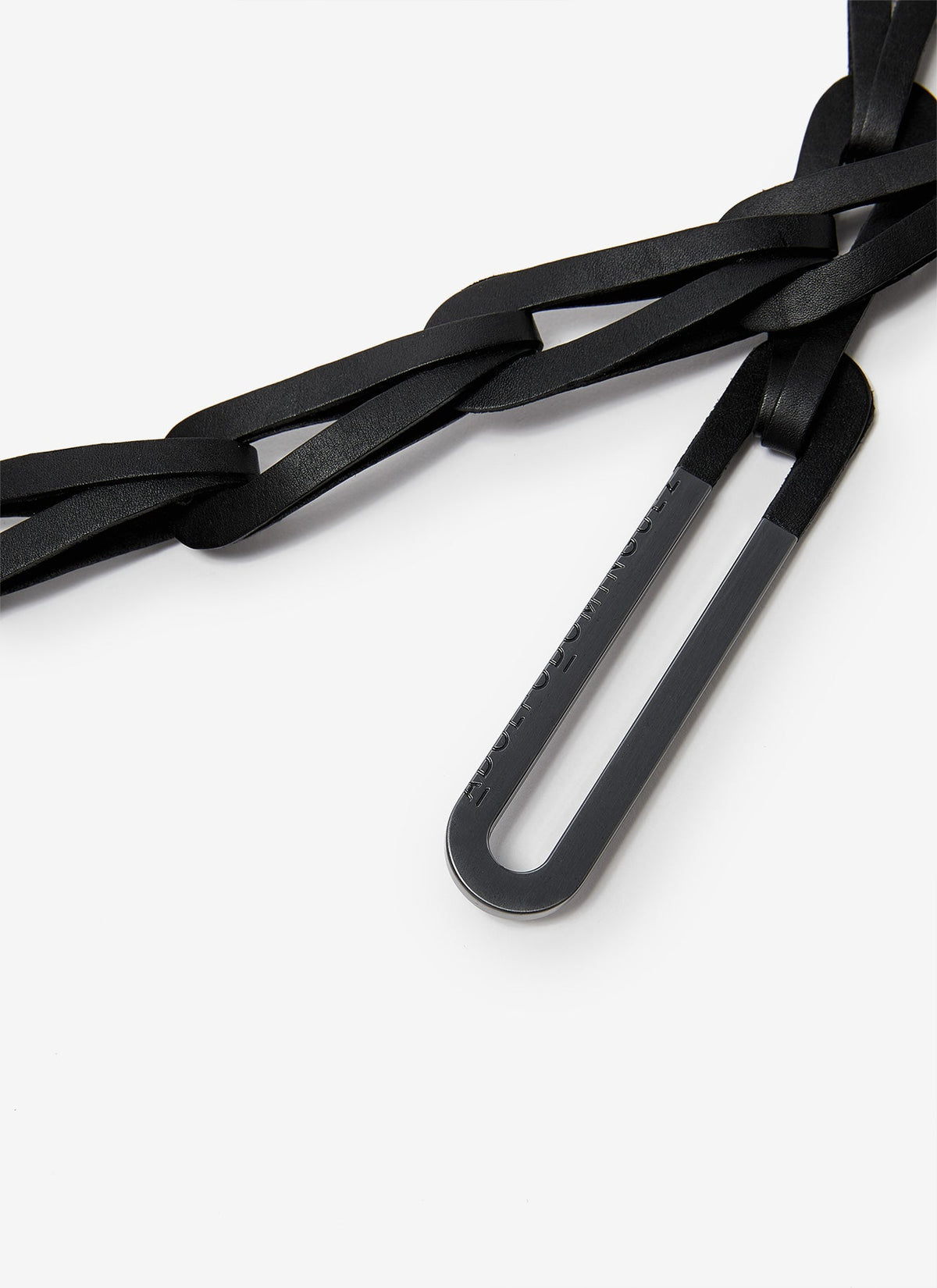 Black Leather Links Belt Wit Stopper