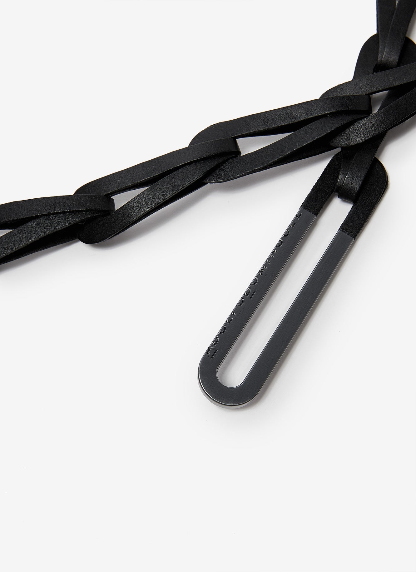 Black Leather Links Belt Wit Stopper