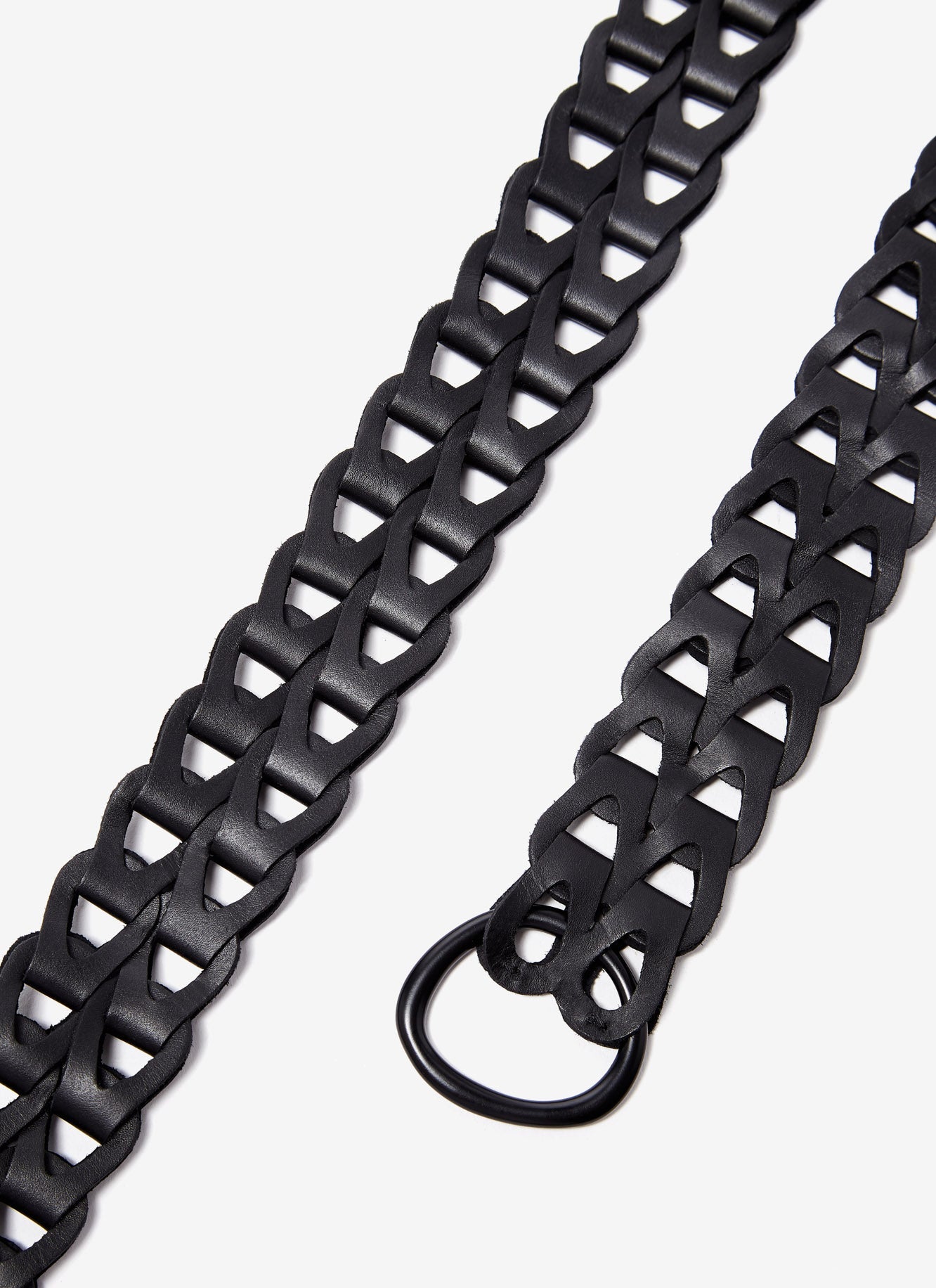 Black Leather Links Belt With Buckle