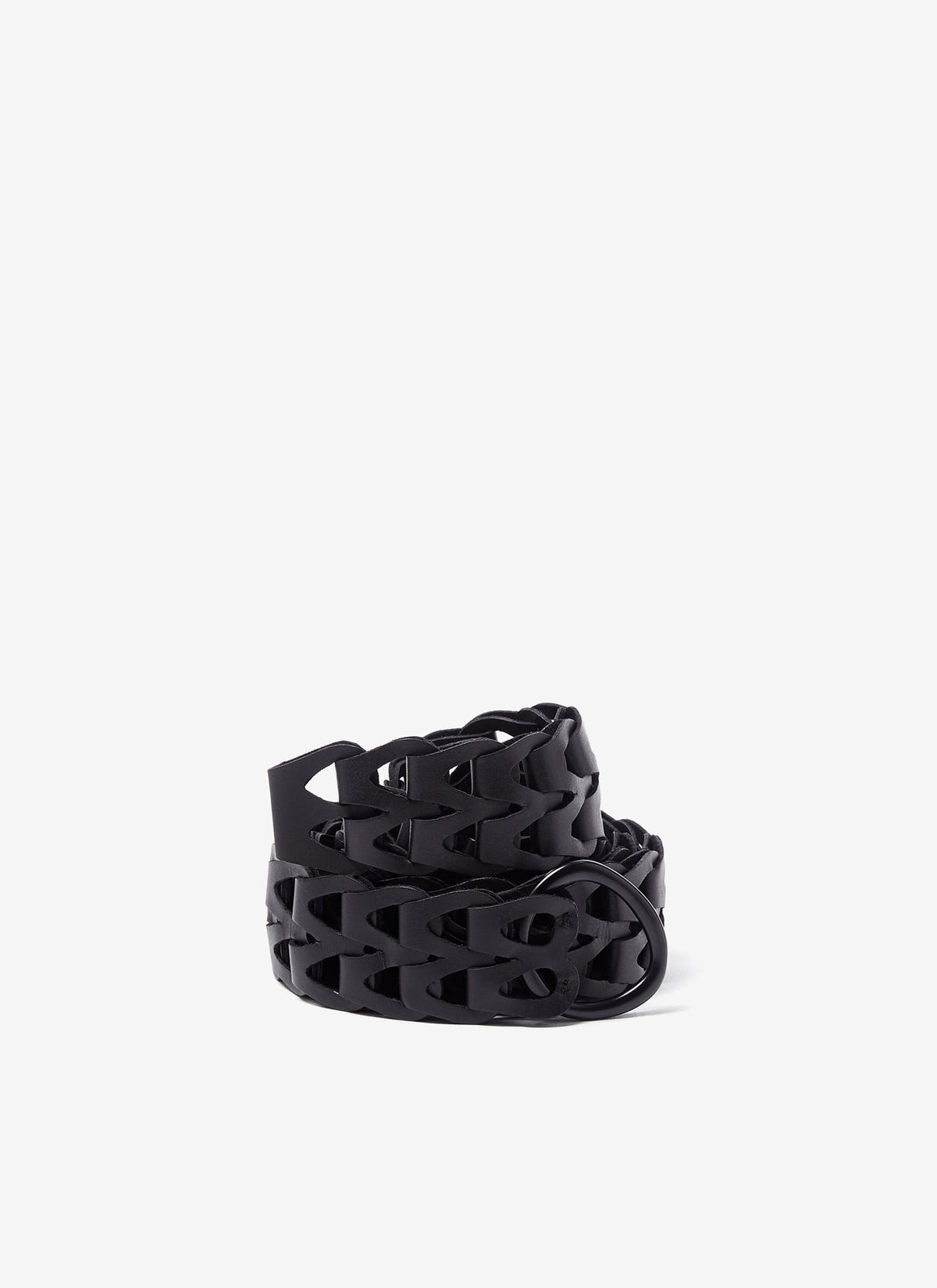Black Leather Links Belt With Buckle