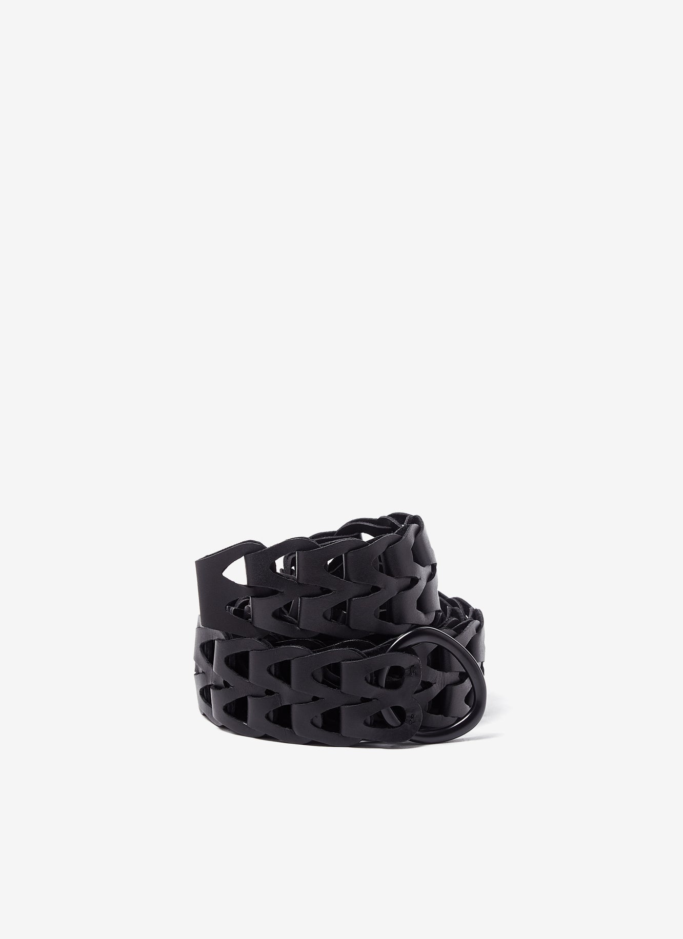 Black Leather Links Belt With Buckle