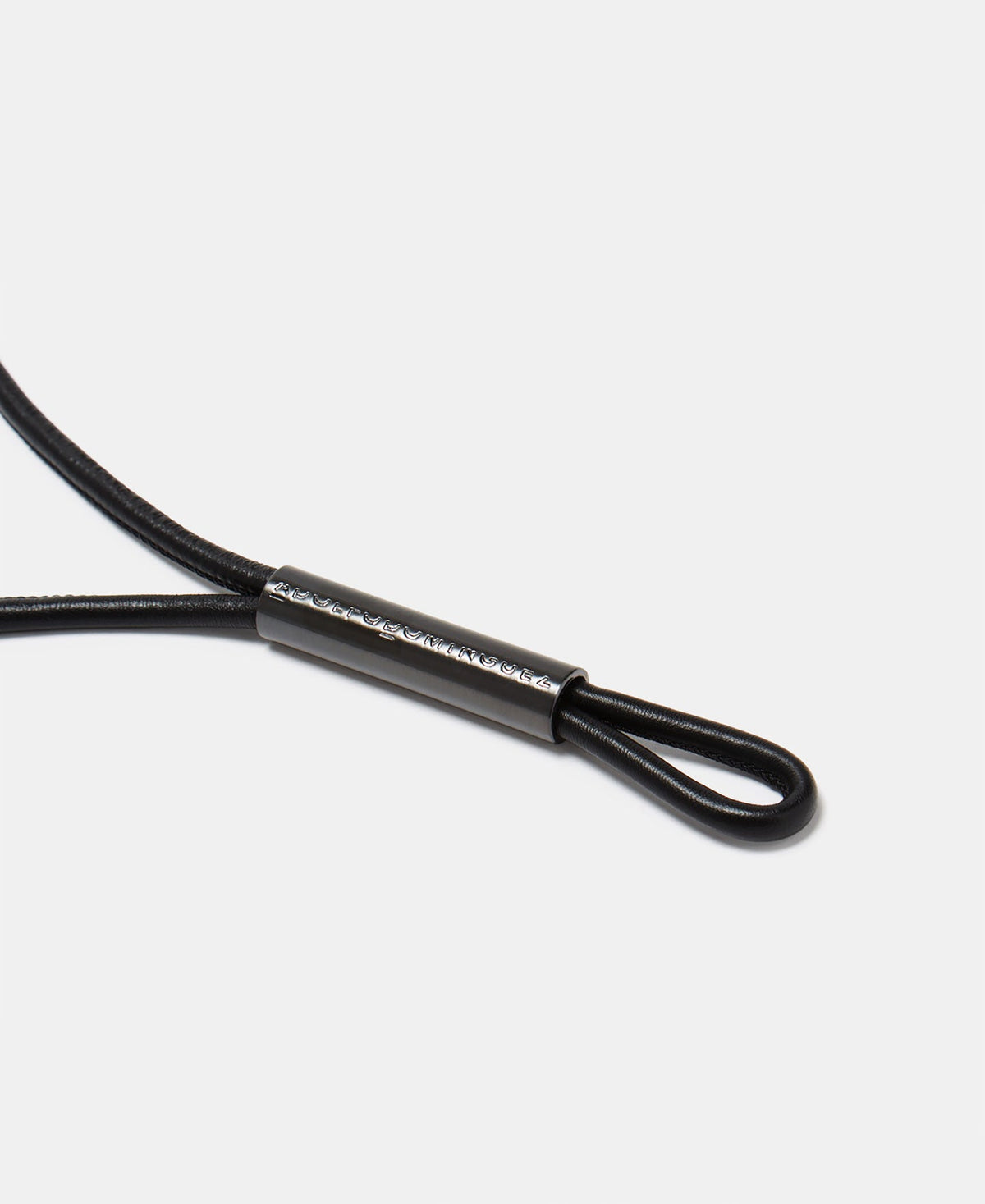 Black Logo Leather Tubular Belt