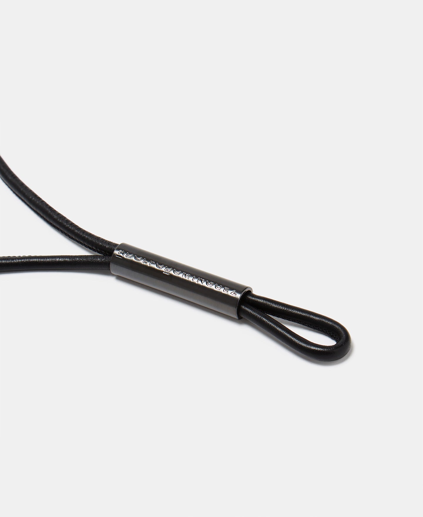 Black Logo Leather Tubular Belt