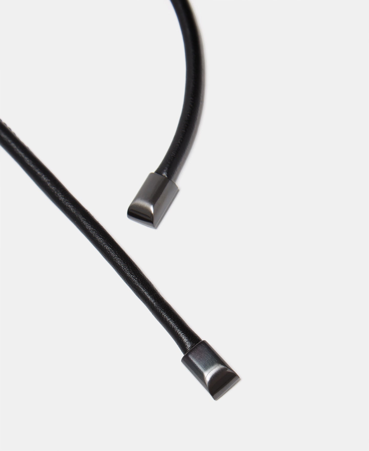 Black Logo Leather Tubular Belt