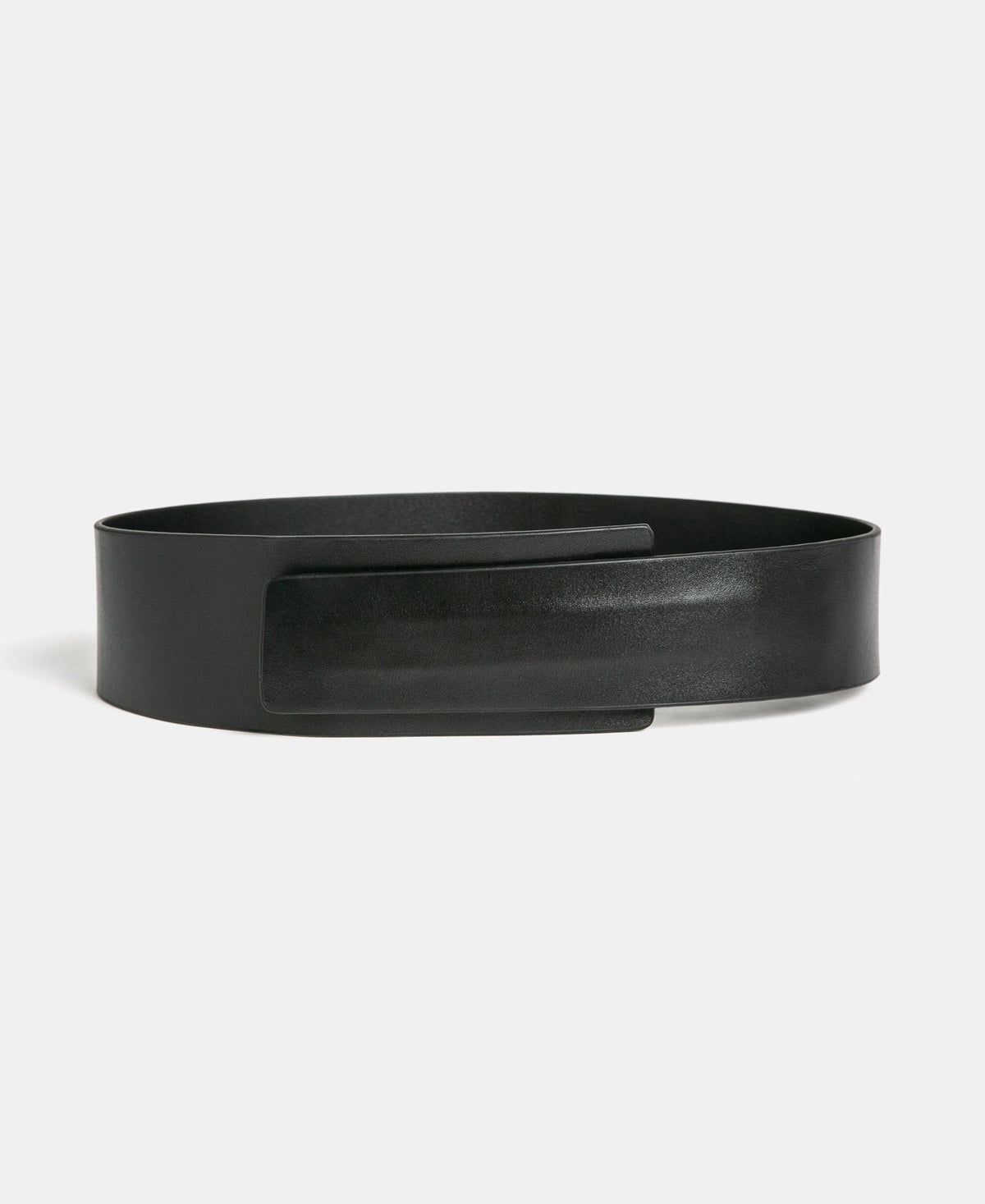 Black Wide Belt In Leather