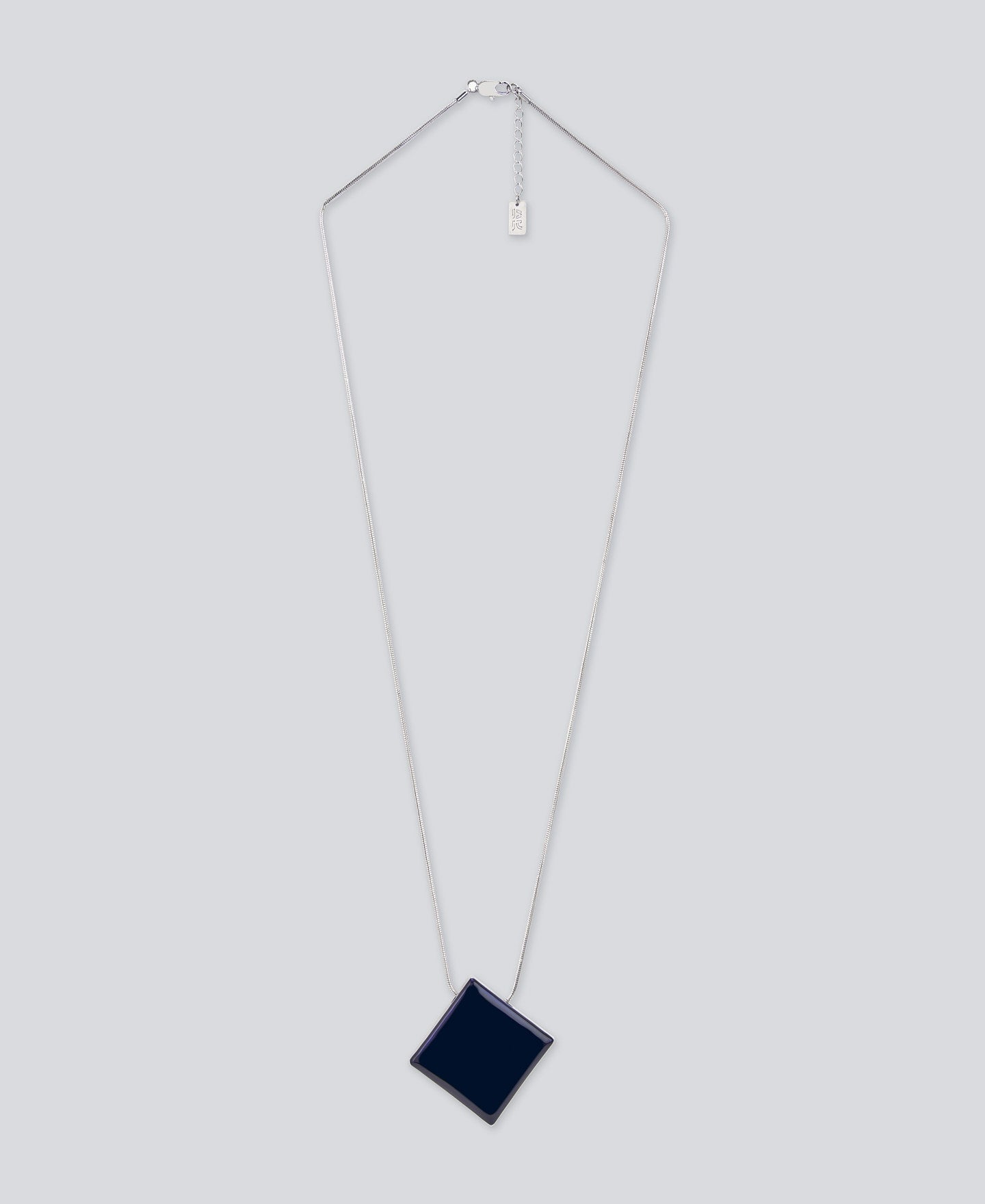 Silver Color Blue Lacquer Cube Pendant