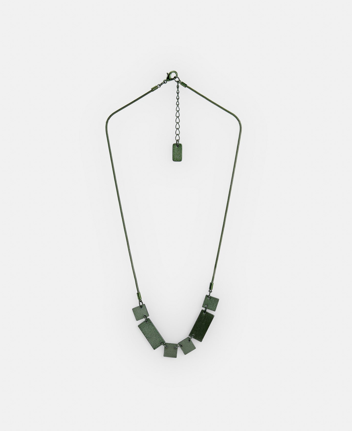 Green Brass Microchip Motif Necklace