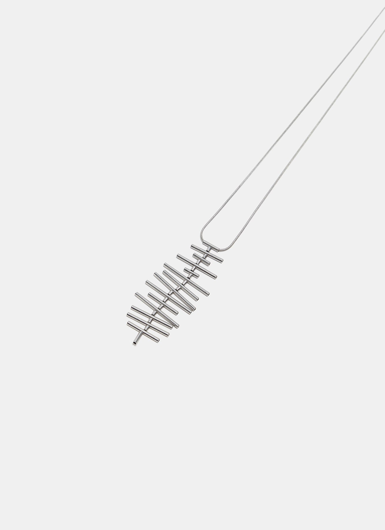 Silver Metal Necklace With Tubular Shapes