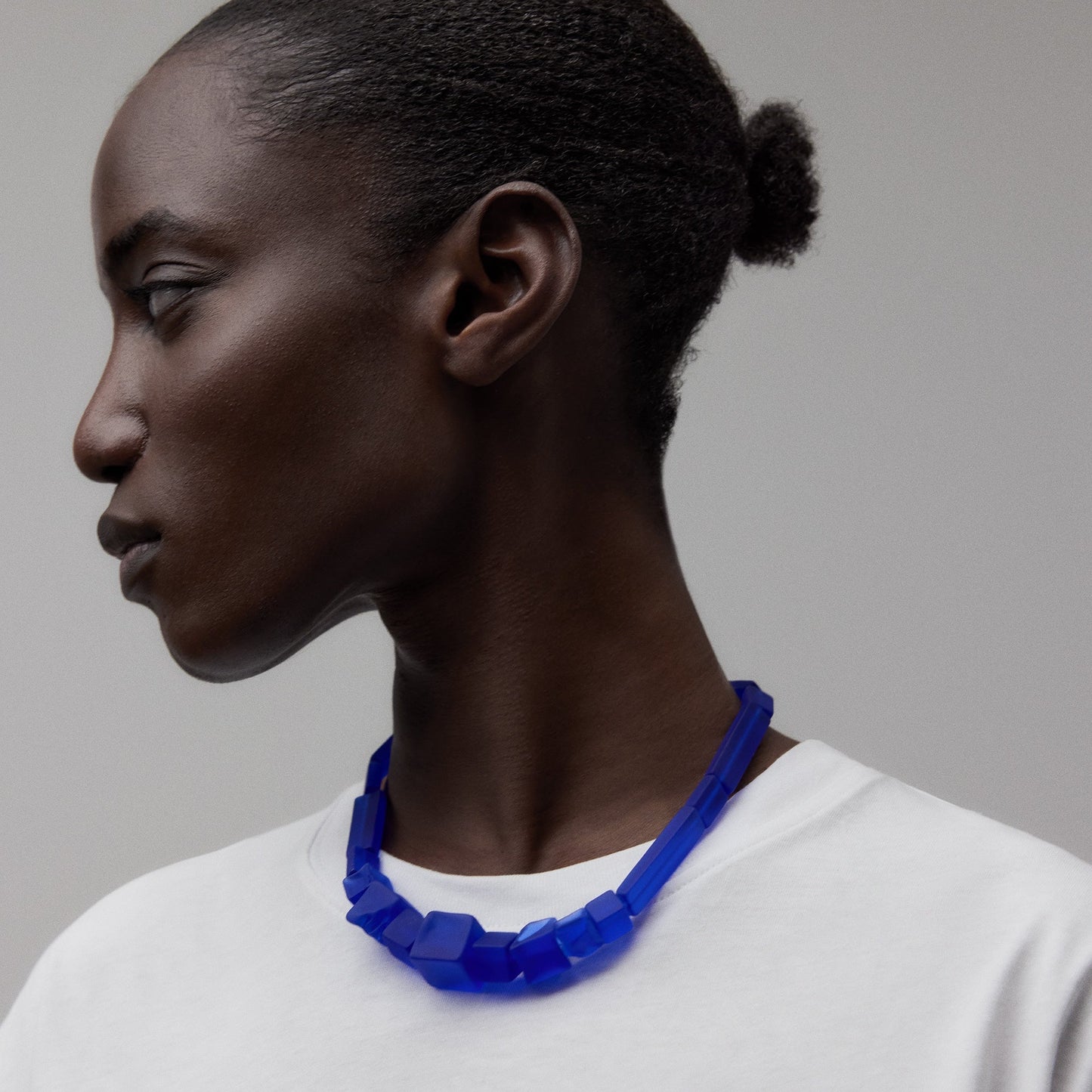 Ink Blue Irregular Resine Cubes Necklace