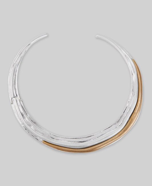 Gold plated rigid necklace in silver/gold